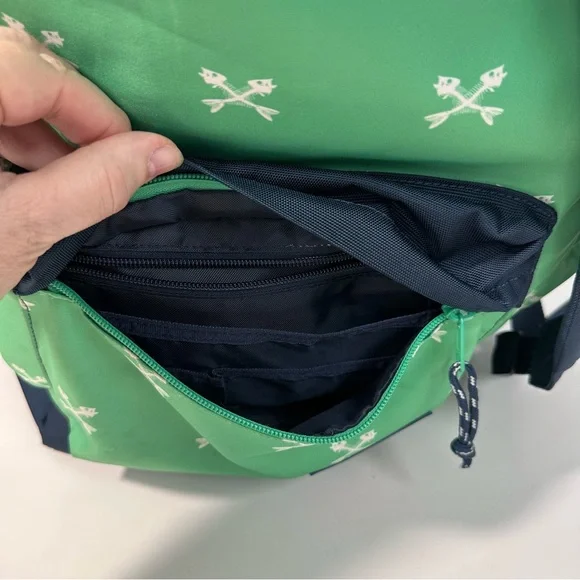 Vineyard Vines Martha’s Vineyard Fishbones Green Blue Backpack - Picture 6 of 13